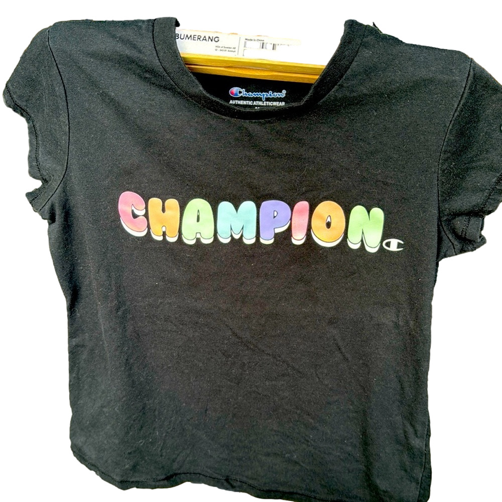Big Girls Rainbow Bubble Letters Graphic T-shirt Sz Medium